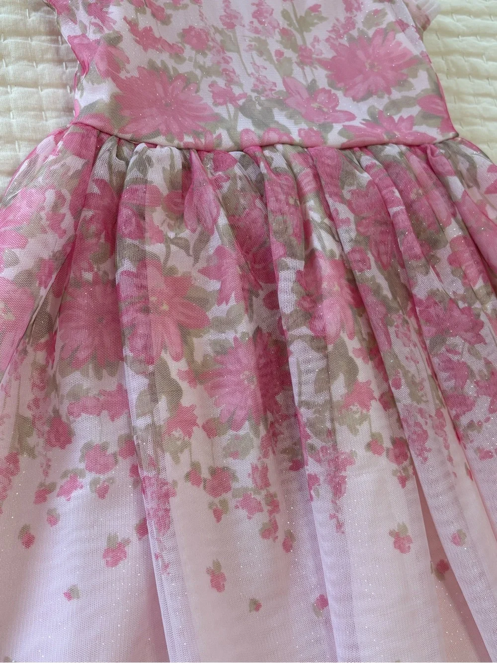 Zenzi Pink Floral Tulle Dress for Girls